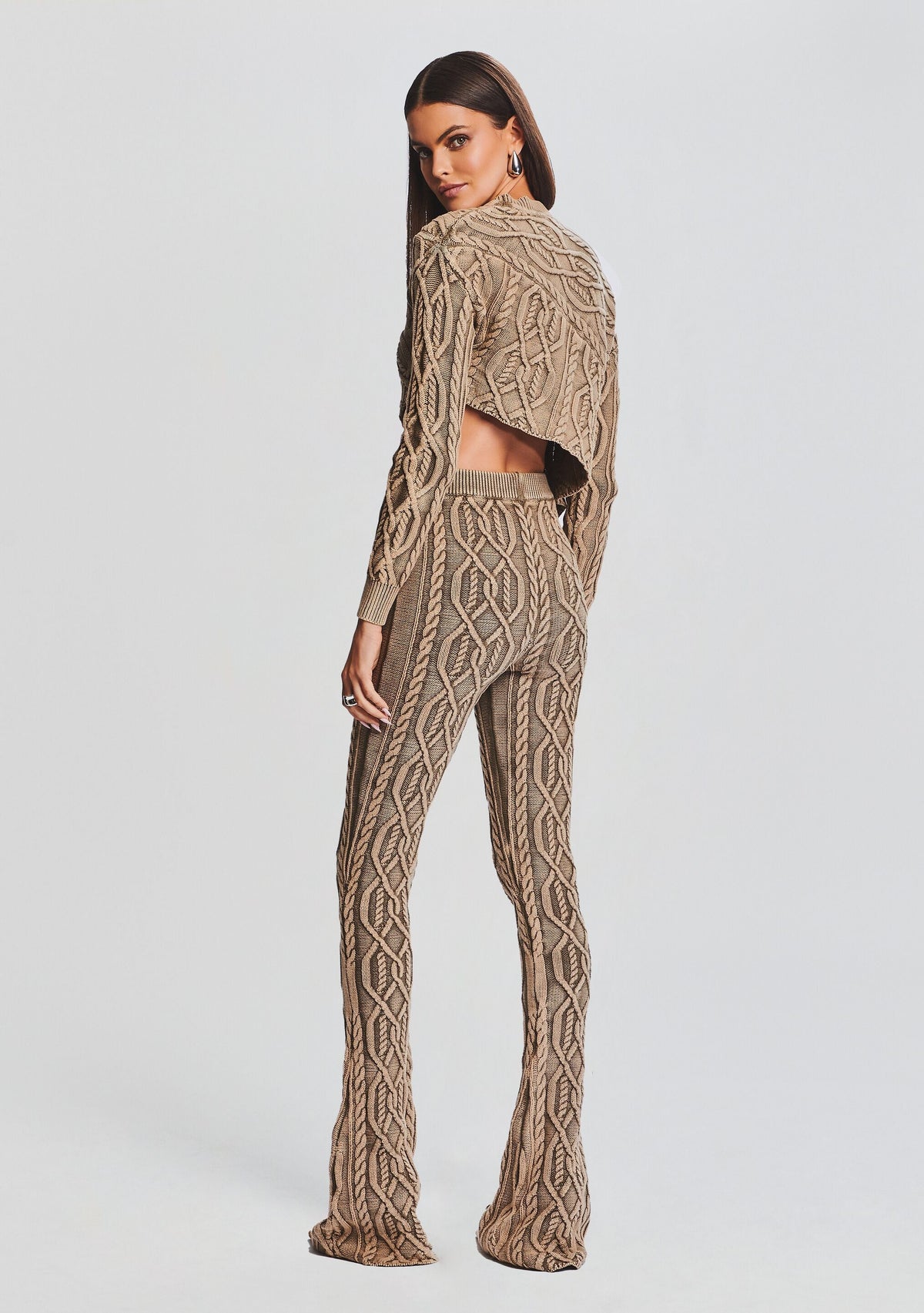 Orchis Cable Knit Sweater by SEROYA in Washed Tan, product image 4