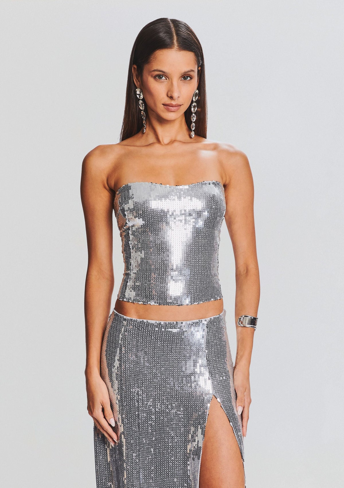 Oren Sequin Bustier by retrofête in Silver, product image 1