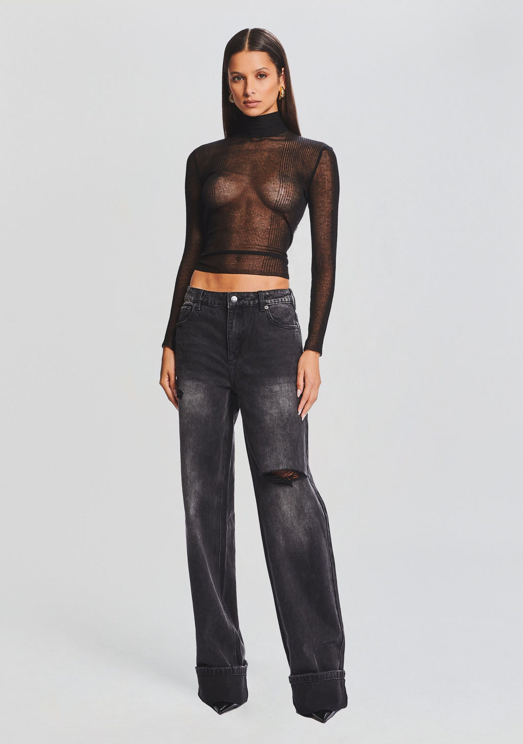 Margot Cuffed Boyfriend Jean by SEROYA in Midnight, product image 2