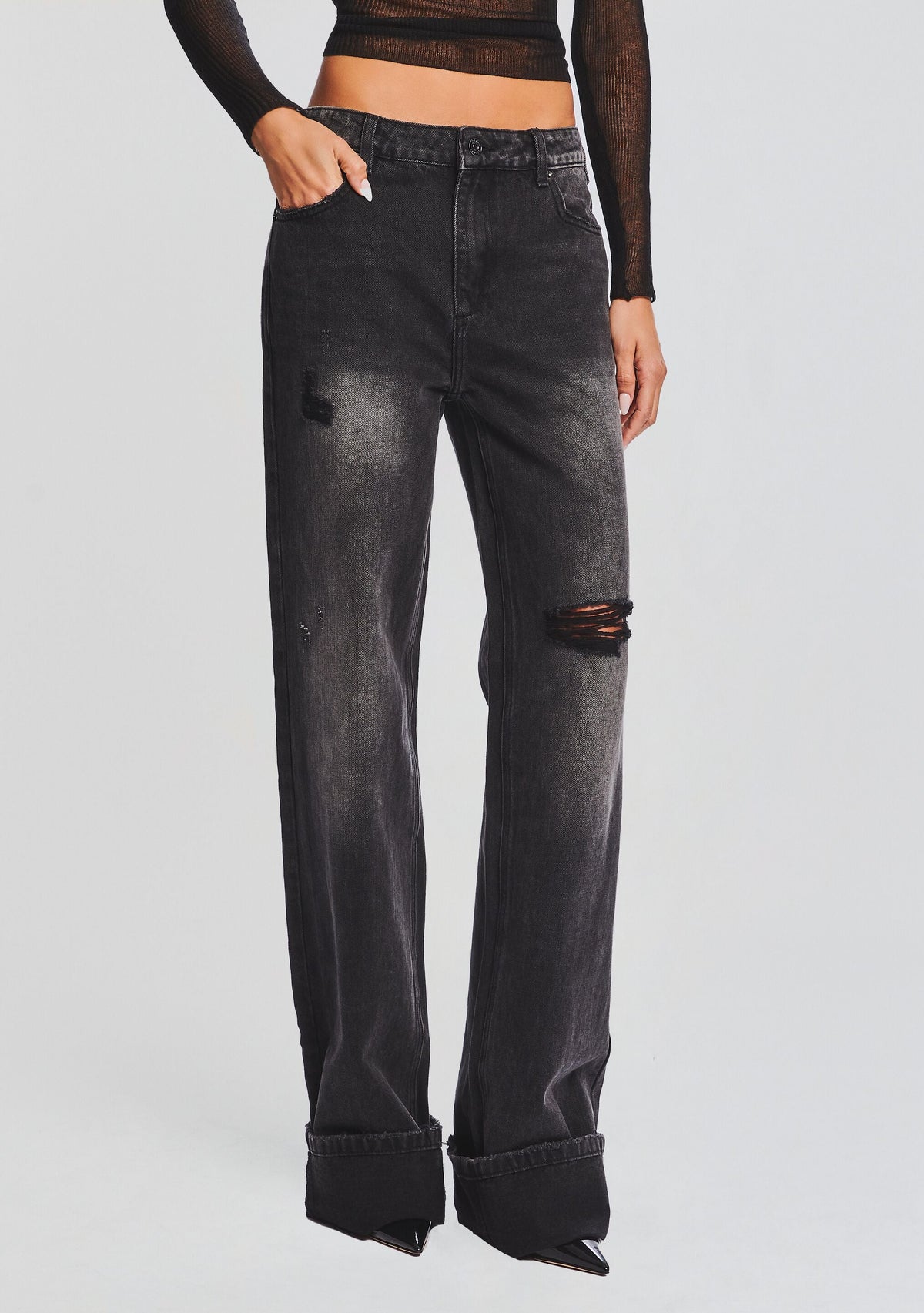 Margot Cuffed Boyfriend Jean by SEROYA in Midnight, product image 1