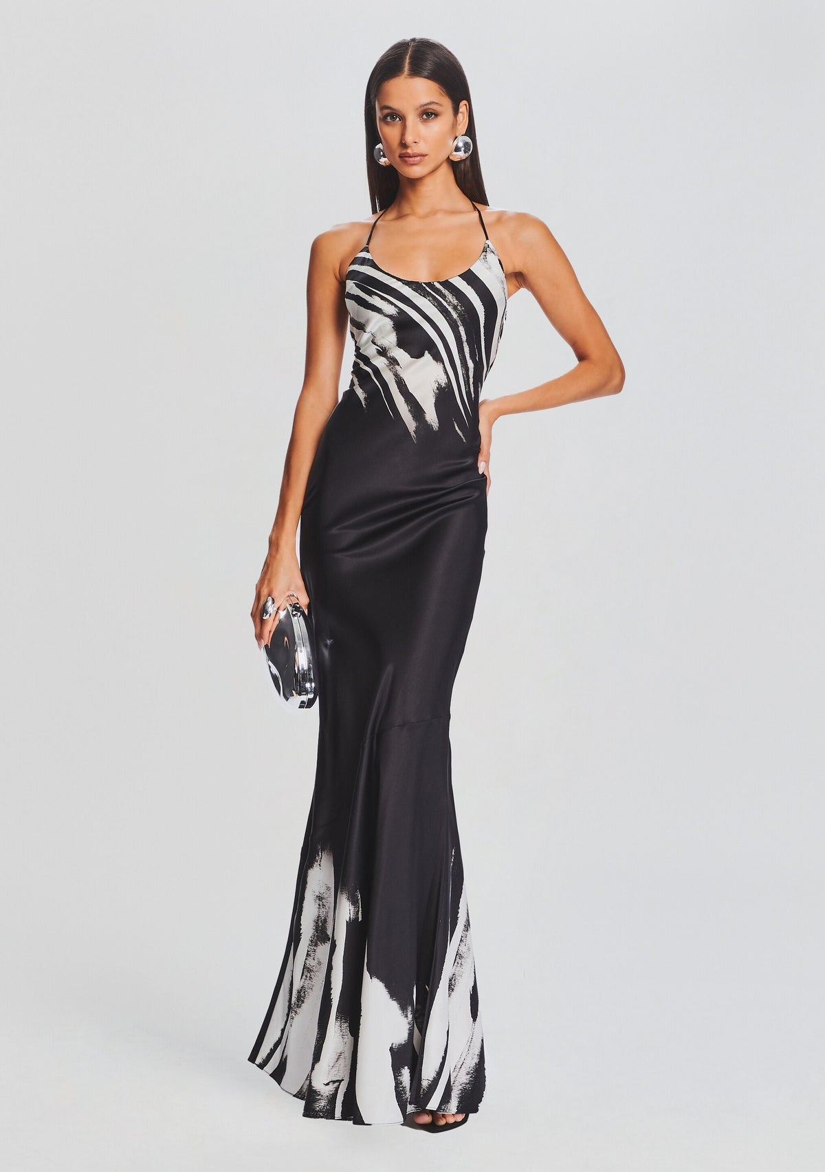 Cami Silk Dress by retrofête in Zebra Ink Ombre, product image 1