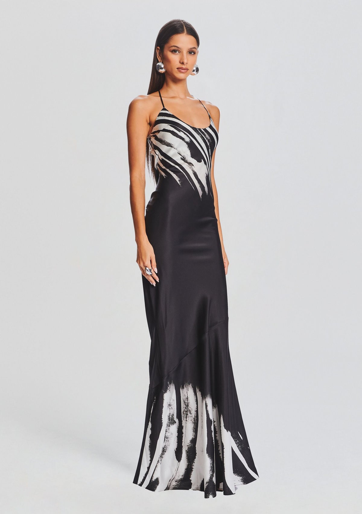 Cami Silk Dress by retrofête in Zebra Ink Ombre, product image 3