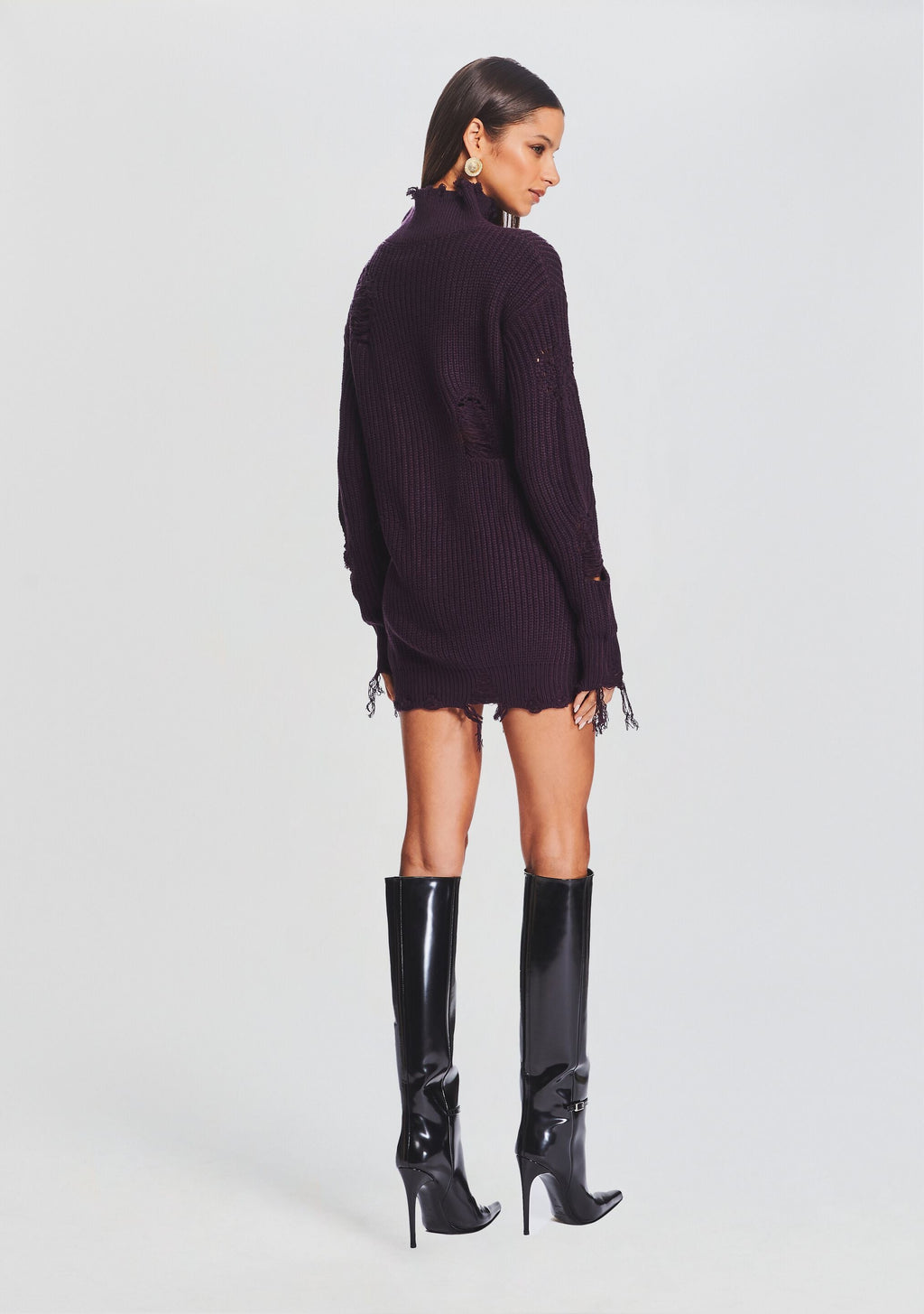 Capala Sweater Dress by SEROYA in Eggplant, product image 4