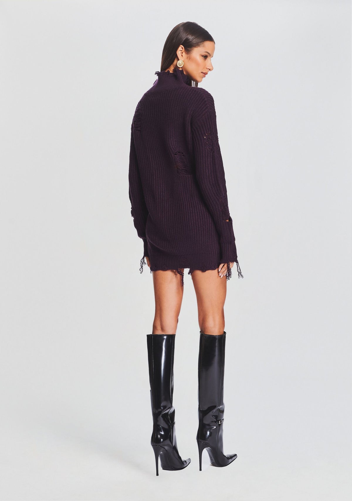 Capala Sweater Dress by SEROYA in Eggplant, product image 4