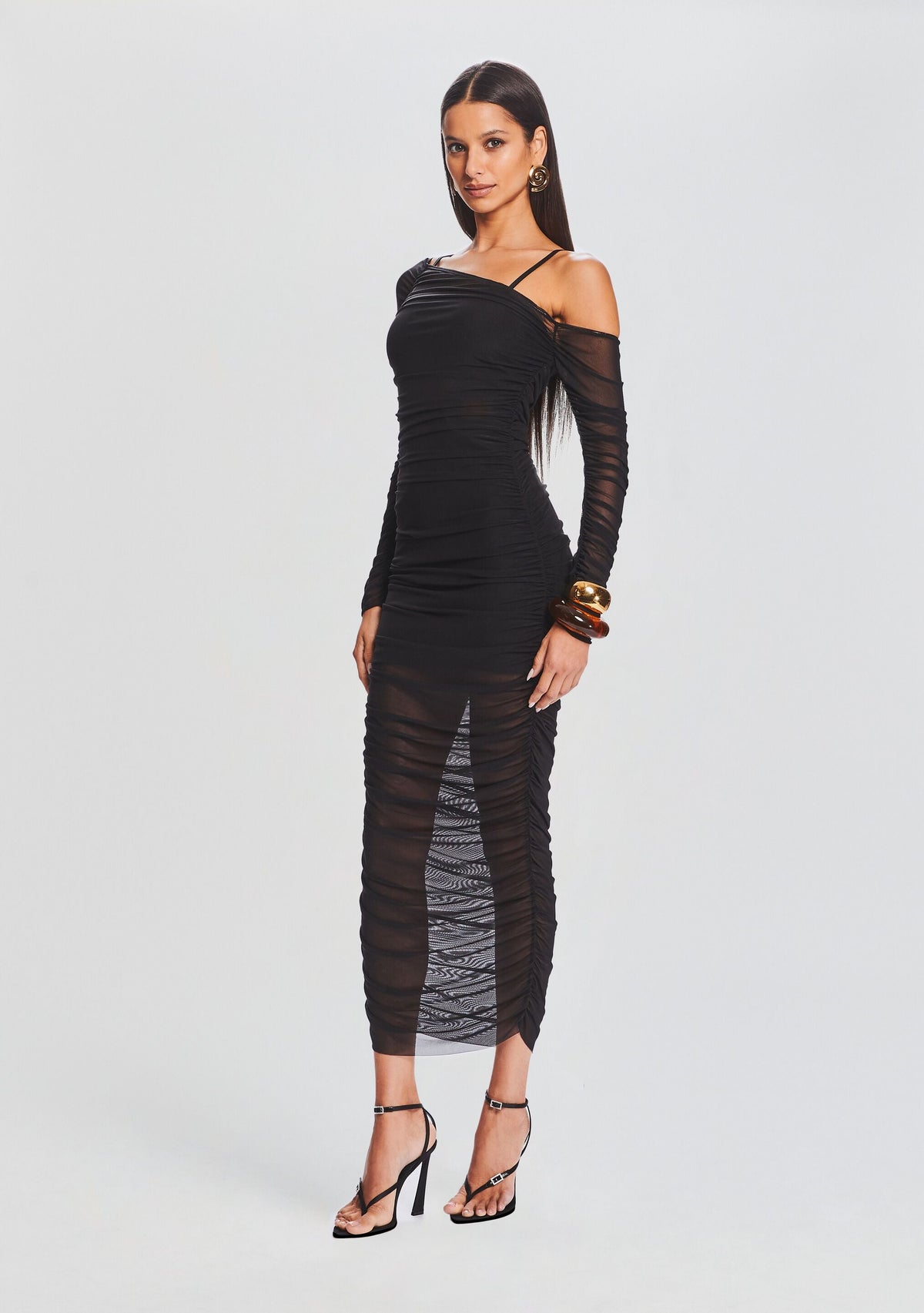Chantae Mesh Dress by SEROYA in Black, product image 3
