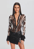 Clyde Silk Shirt by retrofête in Zebra Ink, product image 1