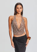 Eleanor Sequin Top by retrofête in Tannin/Silver, product image 1