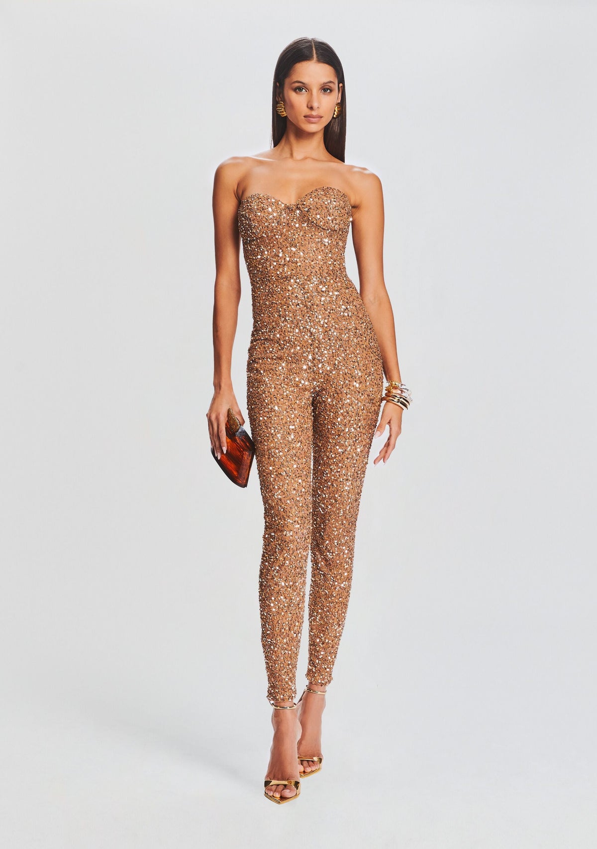 Elodie Sequin Jumpsuit by retrofête in Tannin, product image 1