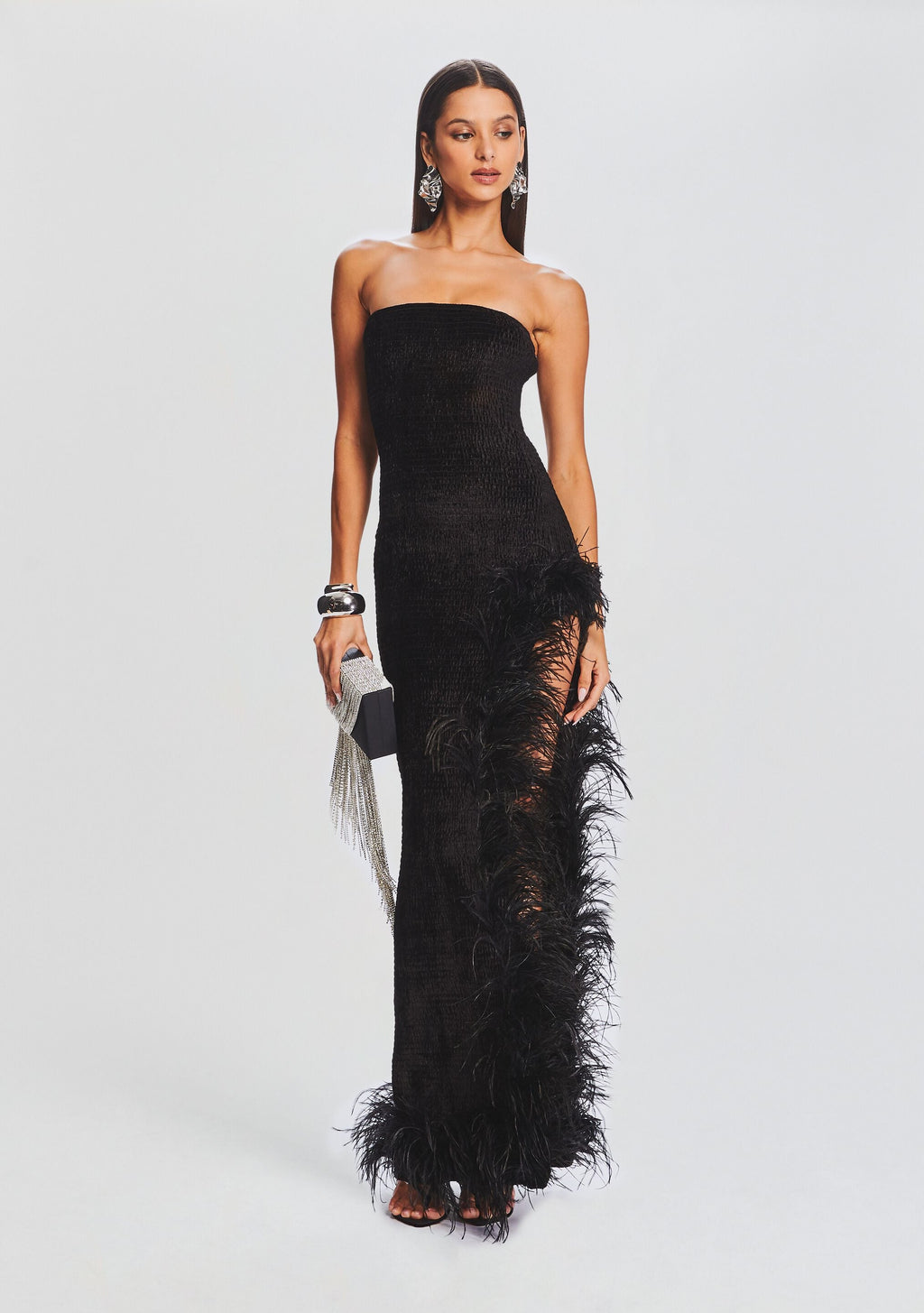 Lula Feather Dress by retrofête in Black, product image 5