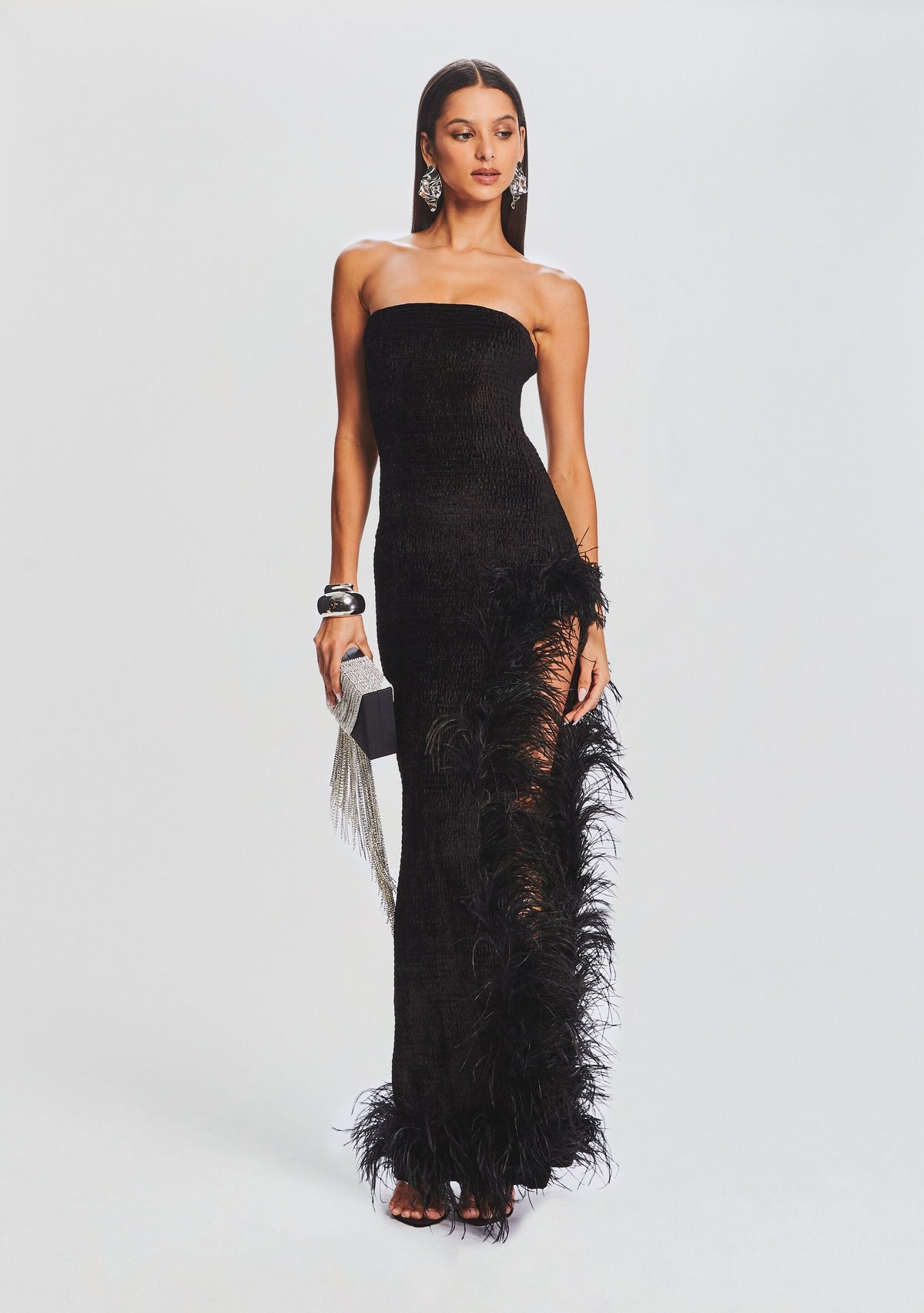 Lula Feather Dress by retrofête in Black, product image 5