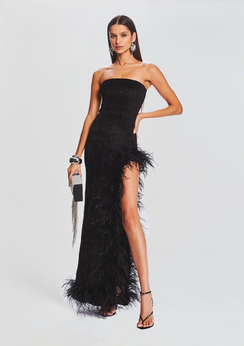 Lula Feather Dress by retrofête in Black, product image 1