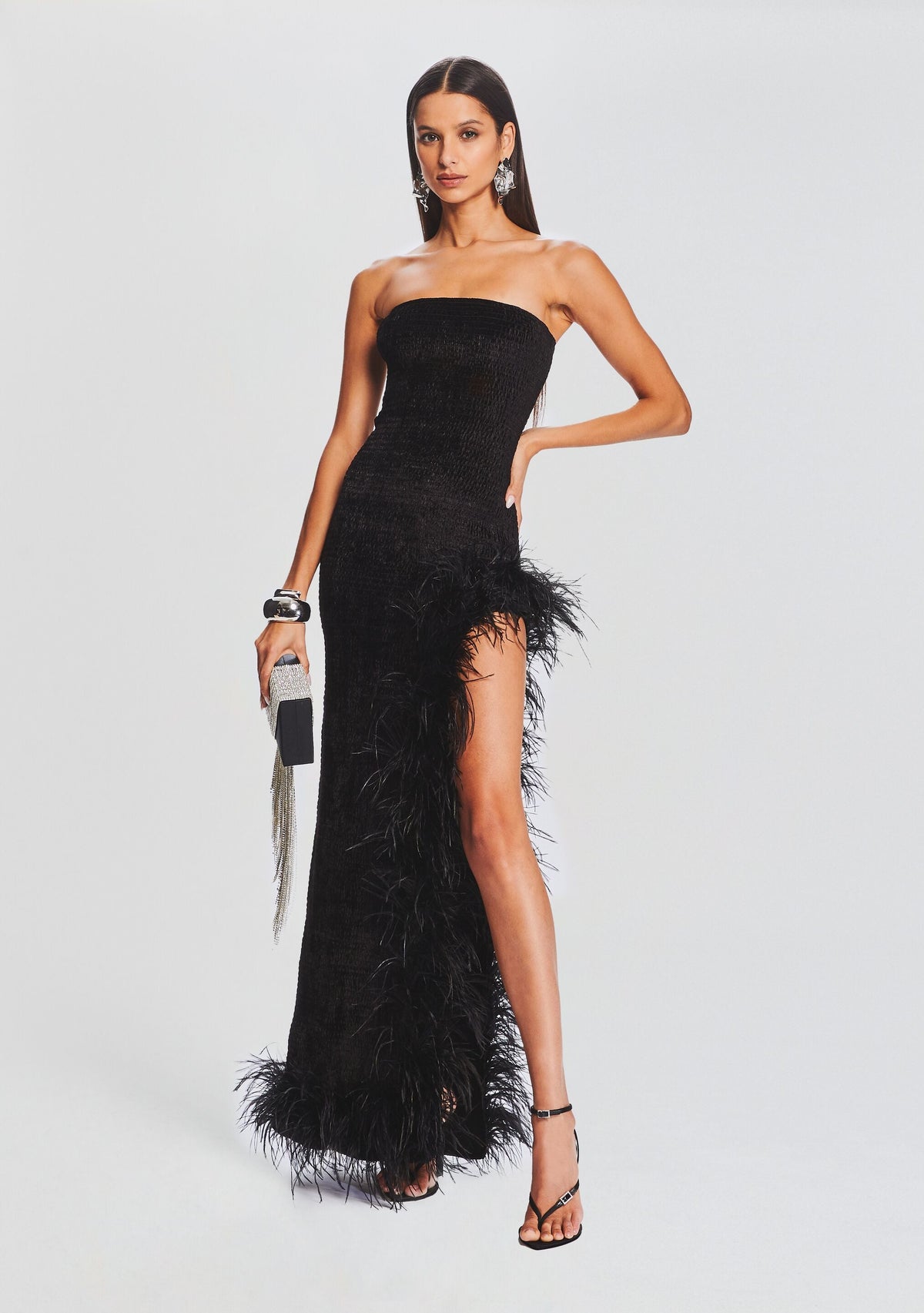 Lula Feather Dress by retrofête in Black, product image 1