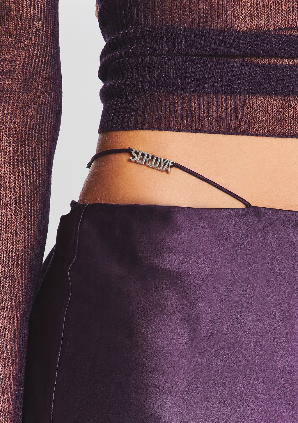 Silvana Silk Maxi Skirt by SEROYA in Eggplant, product image 2