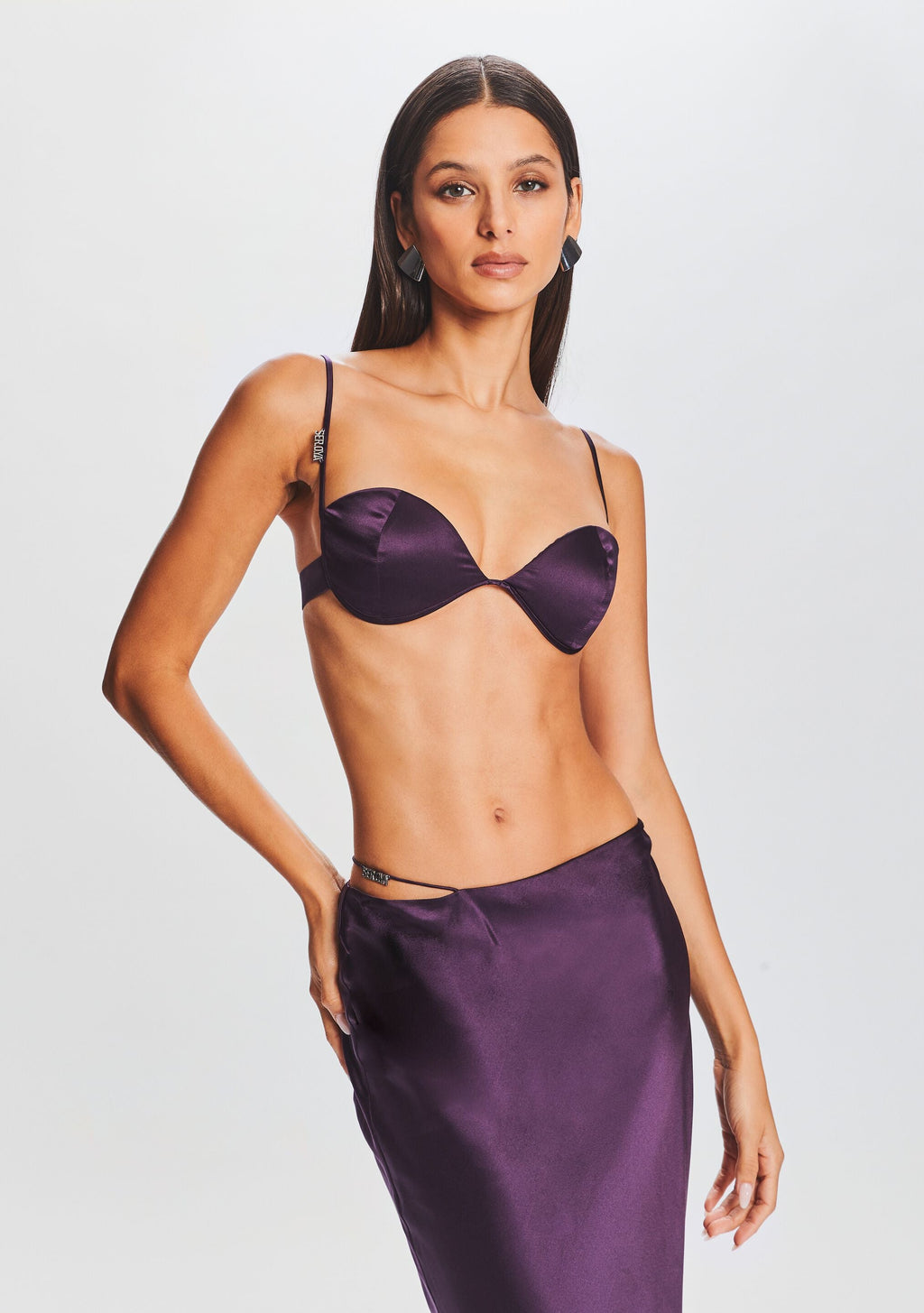 Monet Silk Bra by SEROYA in Eggplant, product image 1