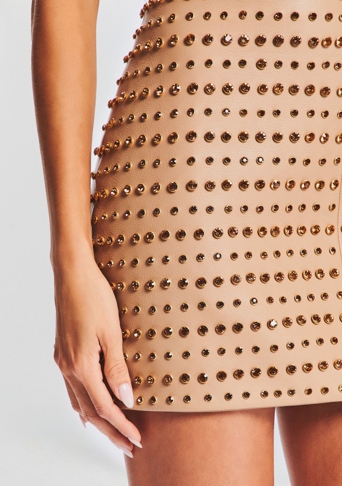 Rhya Embellished Leather Dress by retrofête in Nude, product image 2