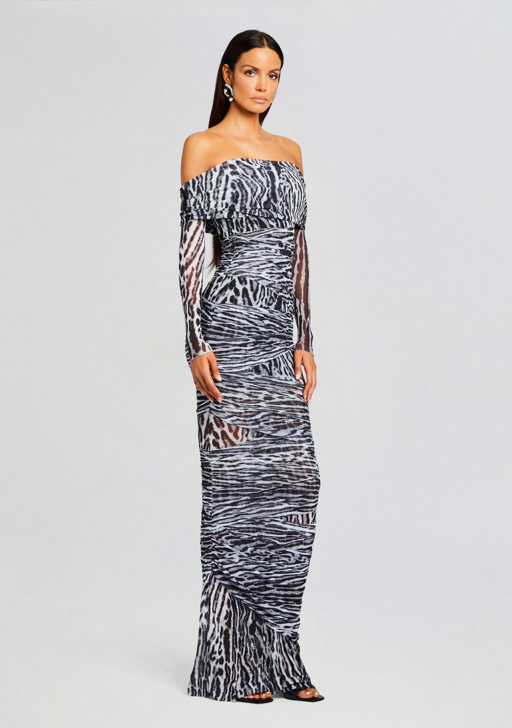 Chanda Gown by SEROYA in Grey Ocelot, product image 3