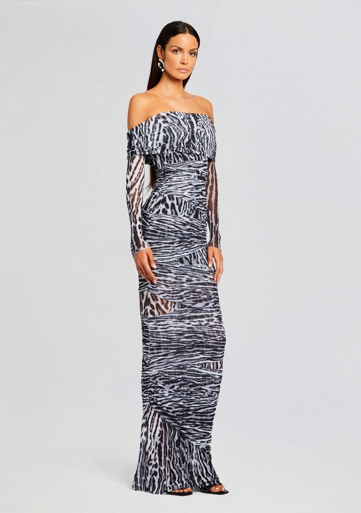 Chanda Gown by SEROYA in Grey Ocelot, product image 3