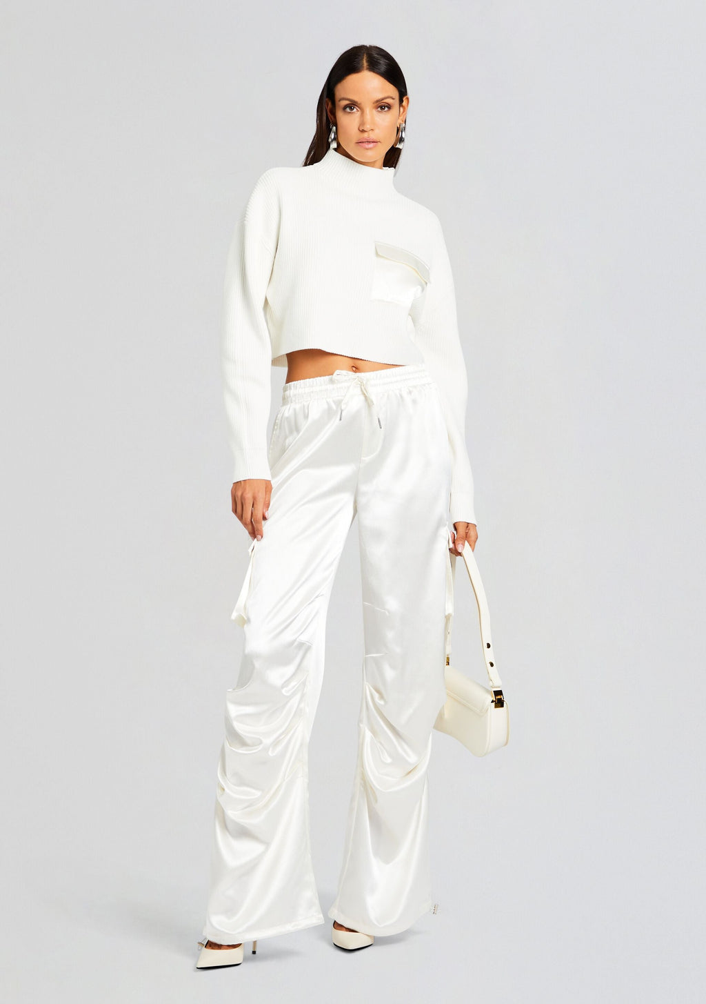 Donna Mid Cropped Sweater by SEROYA in Winter White, product image 5