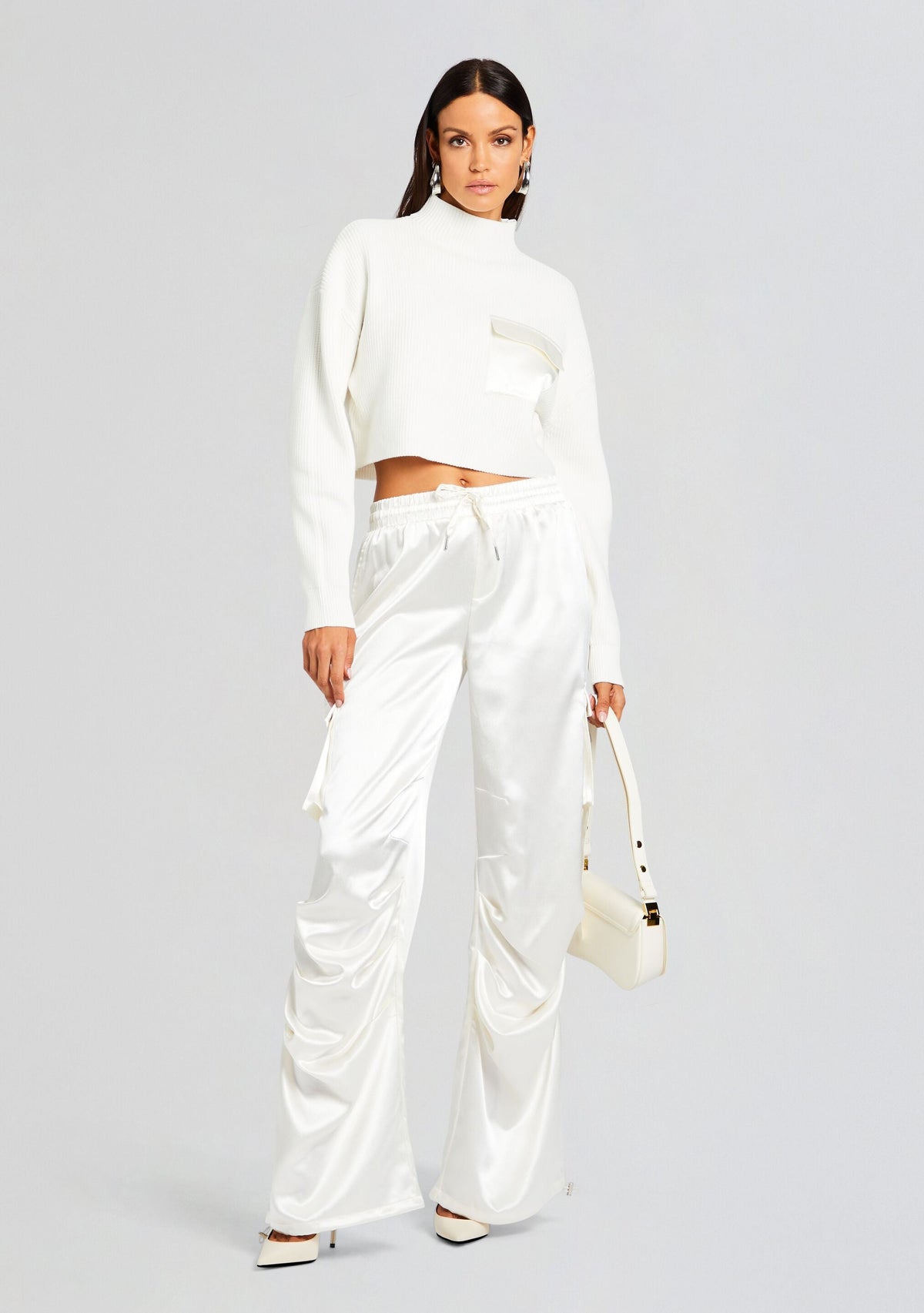 Donna Mid Cropped Sweater by SEROYA in Winter White, product image 5