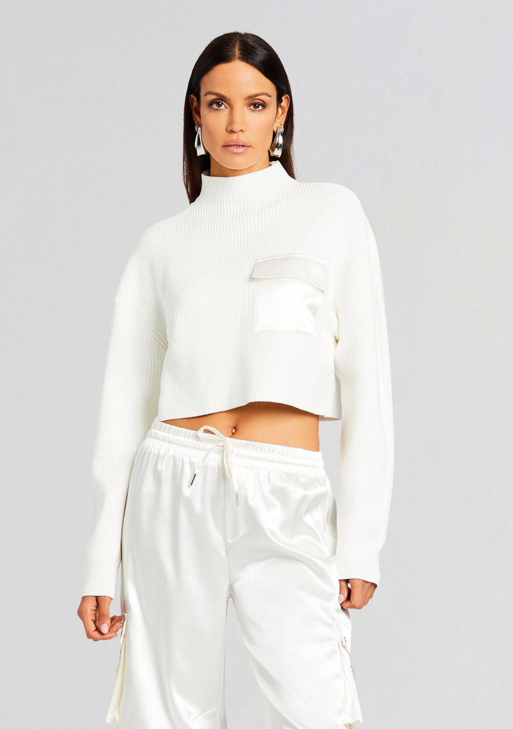 Donna Mid Cropped Sweater by SEROYA in Winter White, product image 1