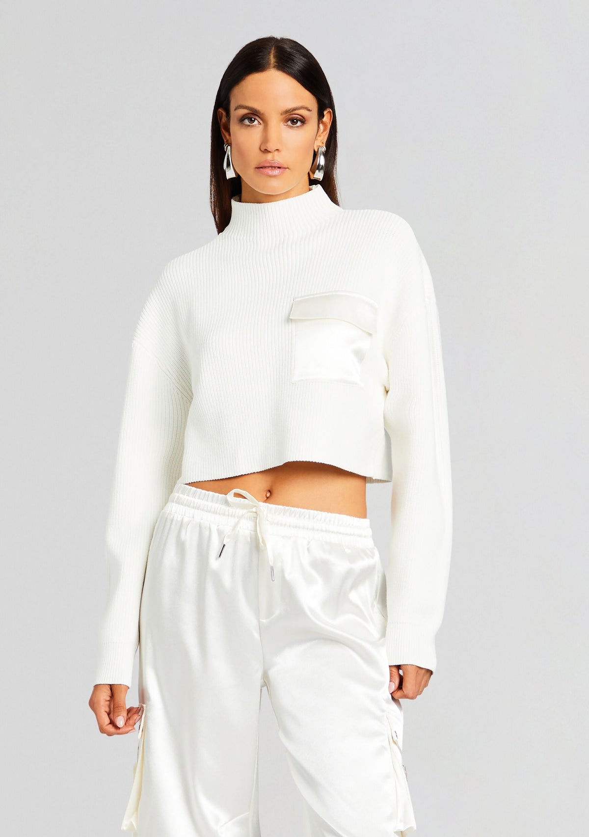 Donna Mid Cropped Sweater by SEROYA in Winter White, product image 1