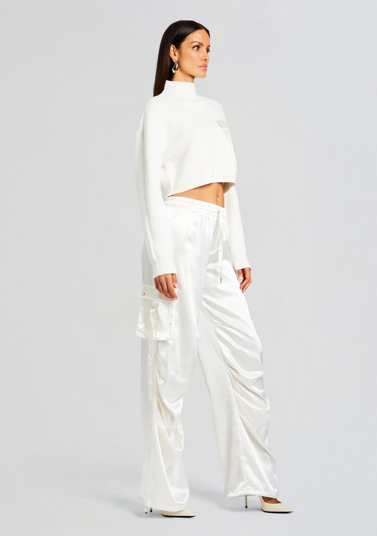 Donna Mid Cropped Sweater by SEROYA in Winter White, product image 3