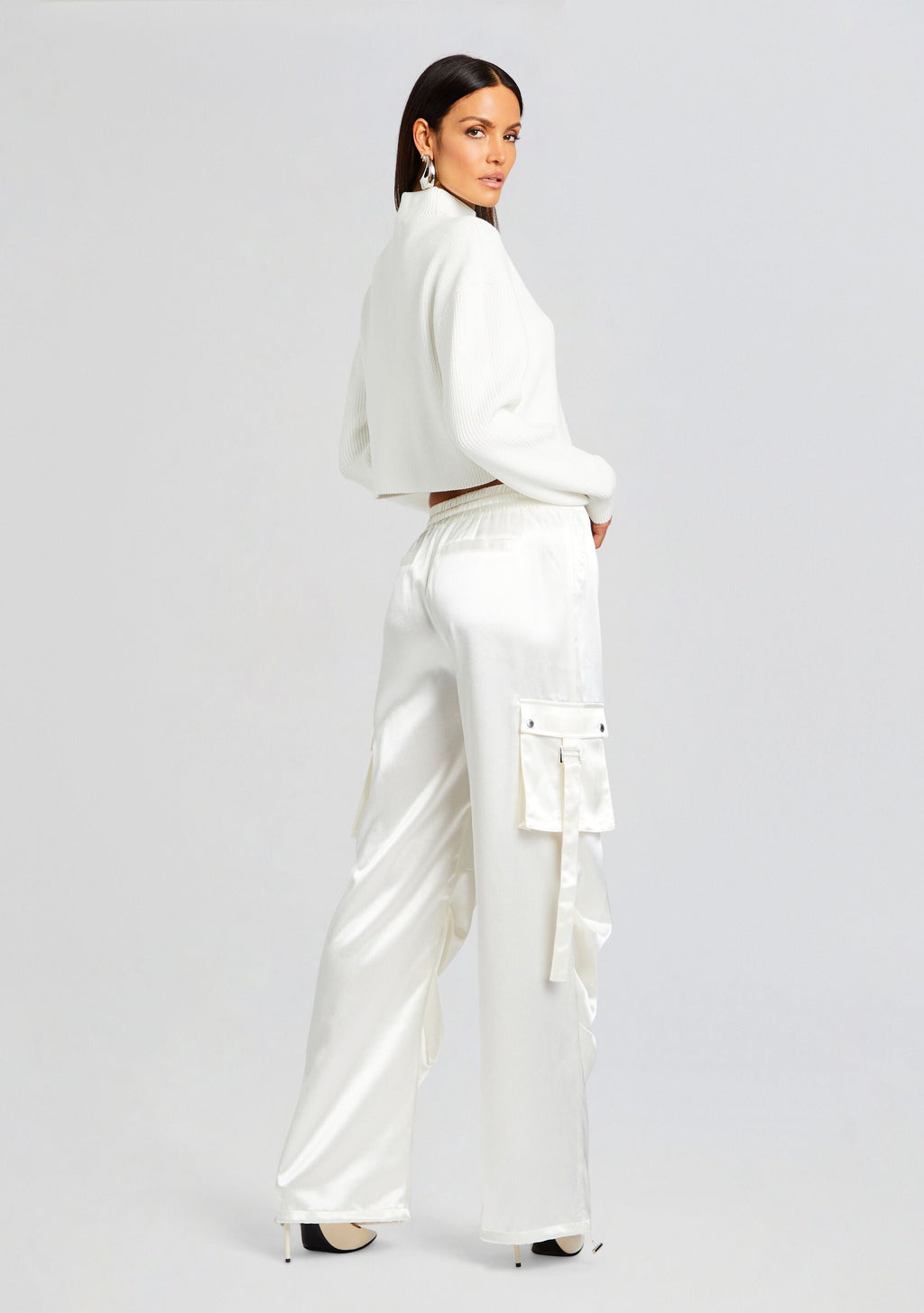 Donna Mid Cropped Sweater by SEROYA in Winter White, product image 4