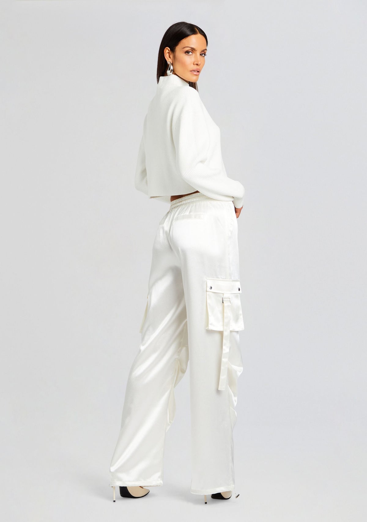 Donna Mid Cropped Sweater by SEROYA in Winter White, product image 4