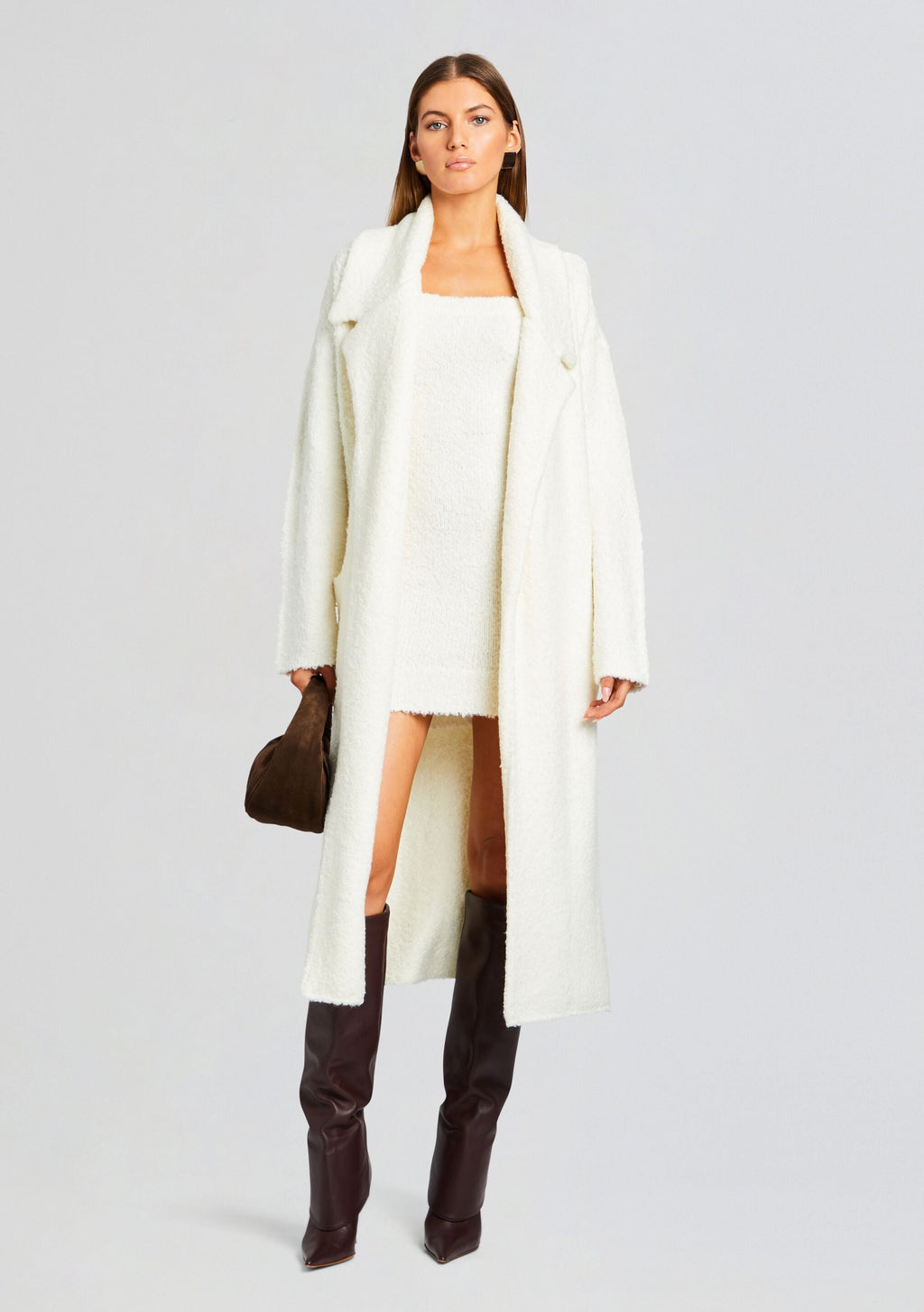 Athena Boucle Robe by SEROYA in Winter White, product image 2