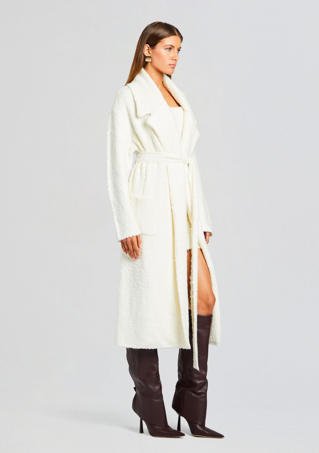 Athena Boucle Robe by SEROYA in Winter White, product image 3