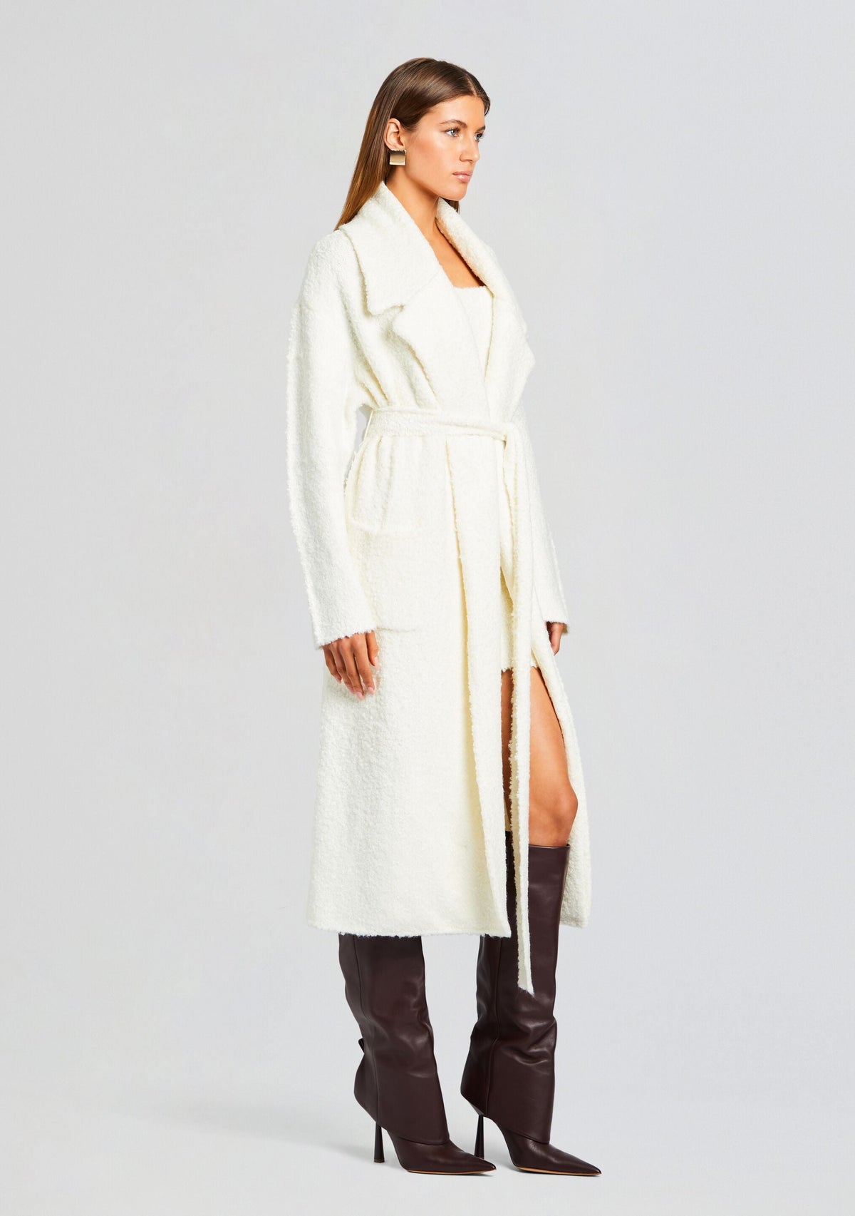 Athena Boucle Robe by SEROYA in Winter White, product image 3