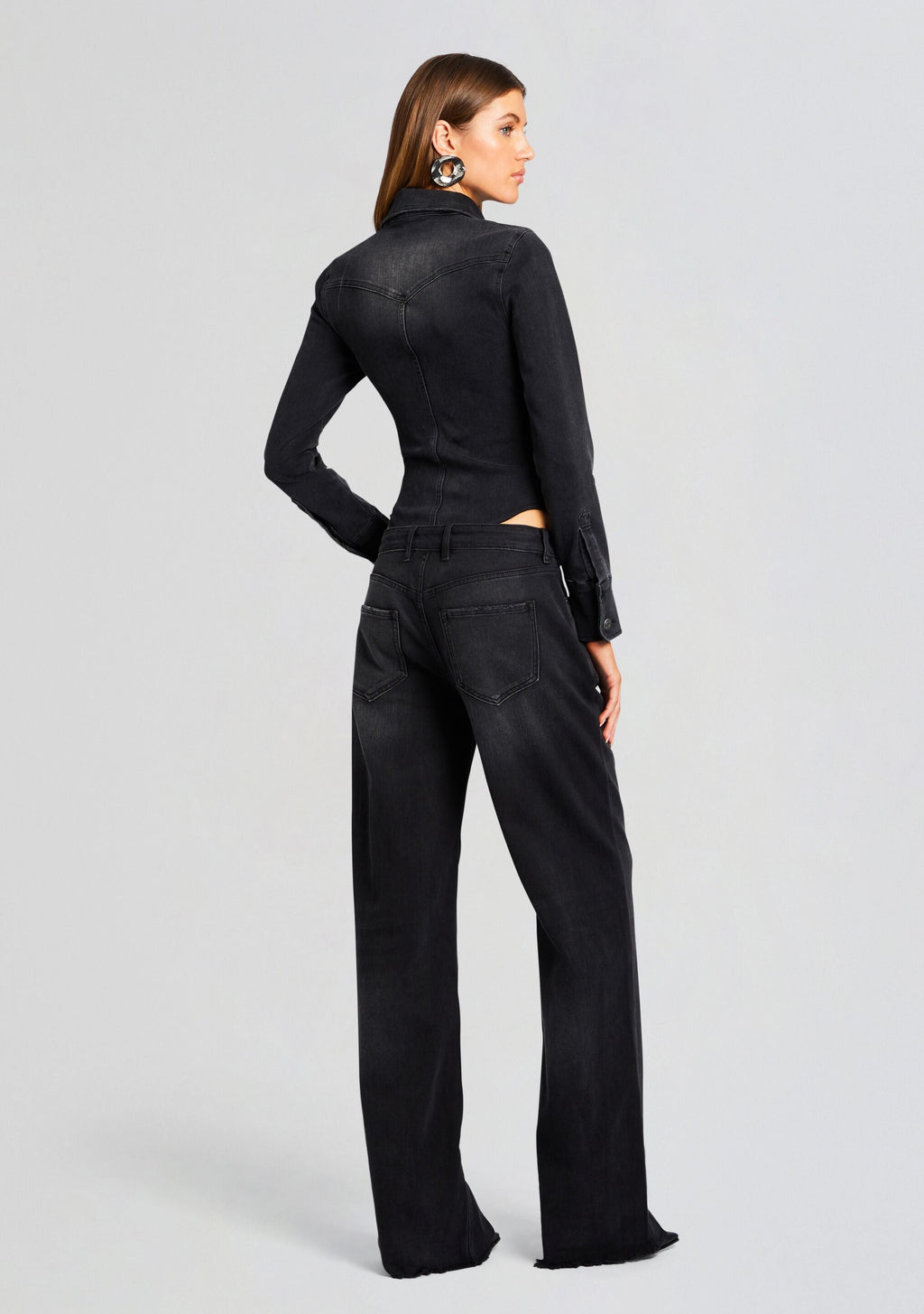 Helena Denim Bodysuit by SEROYA in Midnight Terry, product image 4