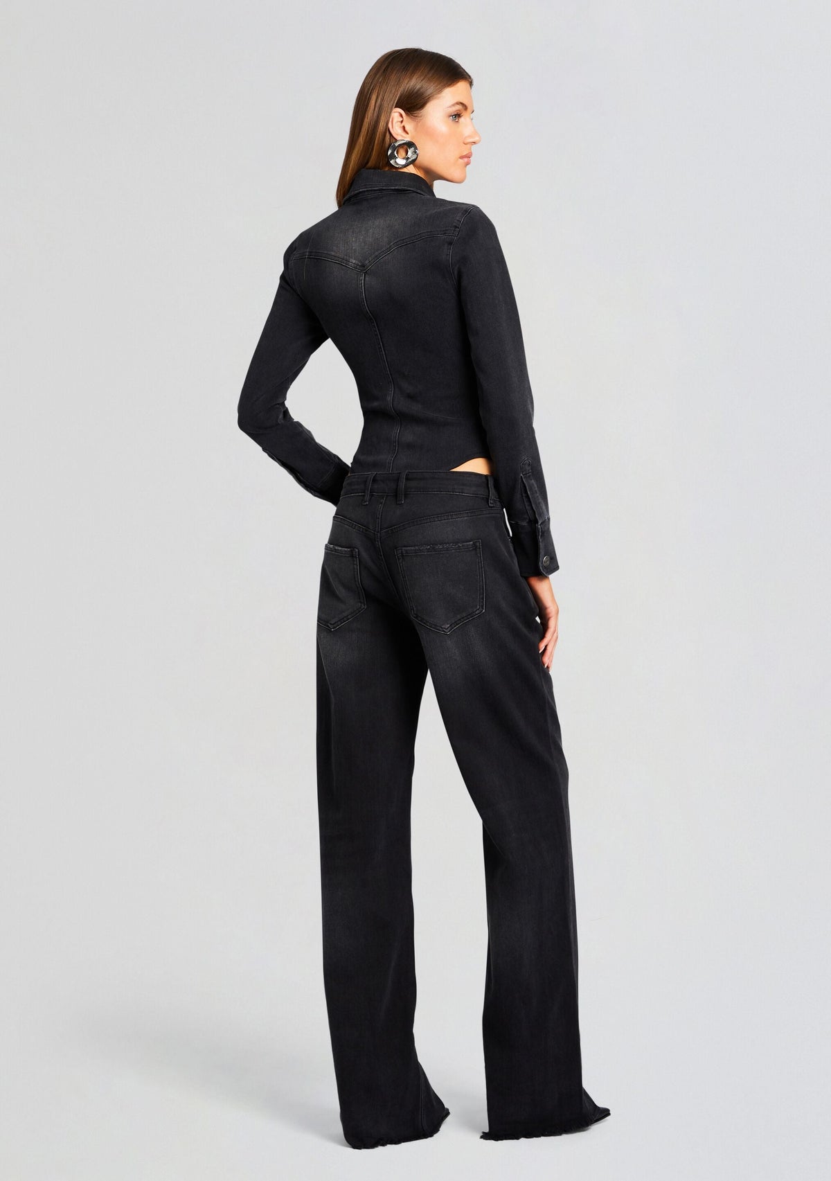 Helena Denim Bodysuit by SEROYA in Midnight Terry, product image 4