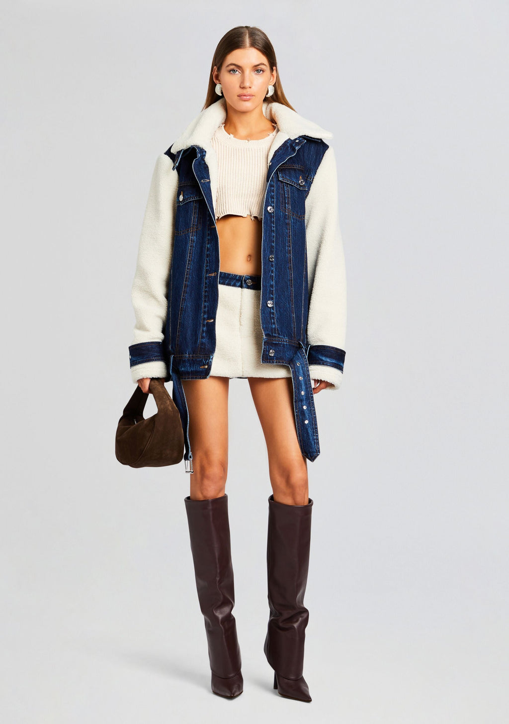 Karissa Teddy Denim Skirt by SEROYA in Deep Sea, product image 5