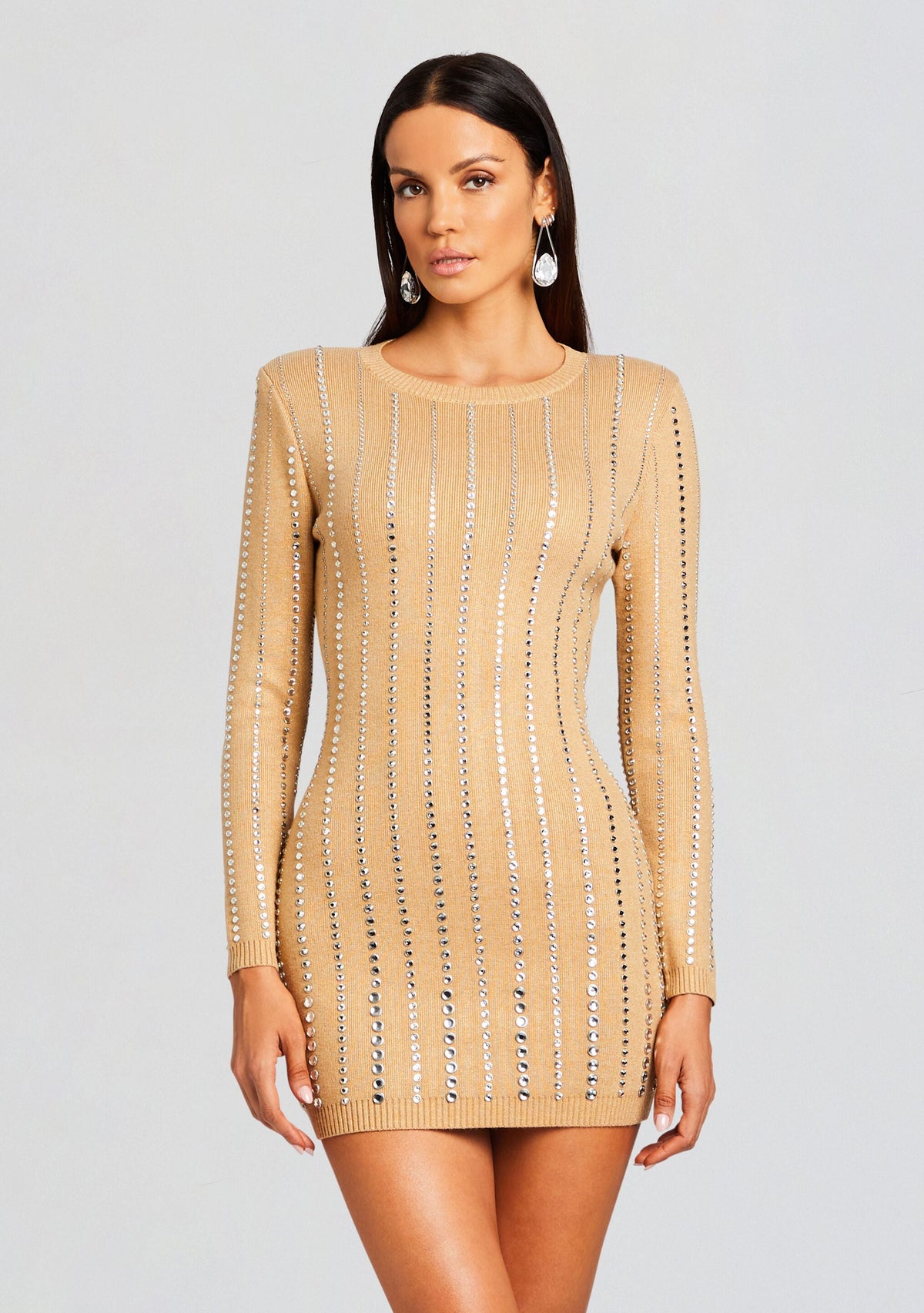 Virginia Embellished Knit Dress by retrofête in Tannin, product image 2