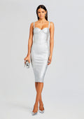 Zora Coated Knit Dress by retrofête in Coated Silver, product image 1