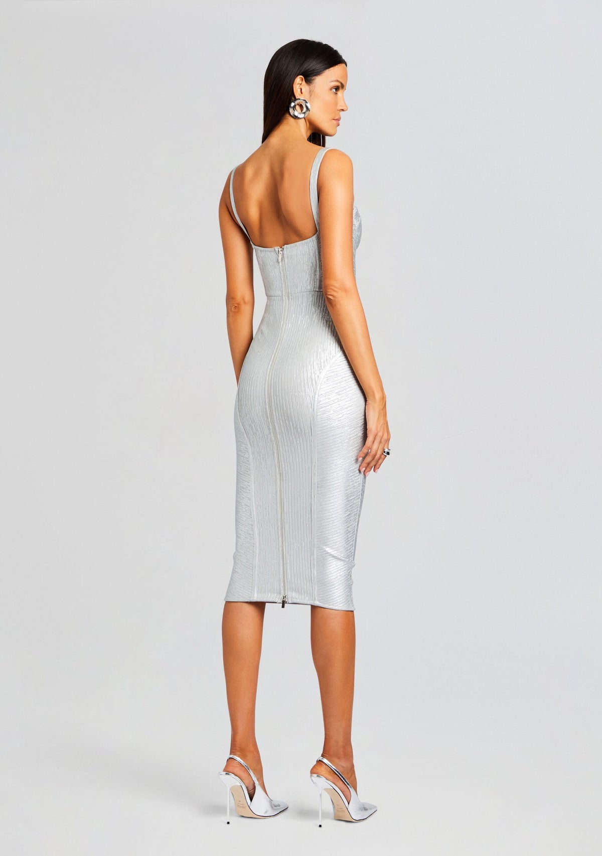 Zora Coated Knit Dress by retrofête in Coated Silver, product image 4
