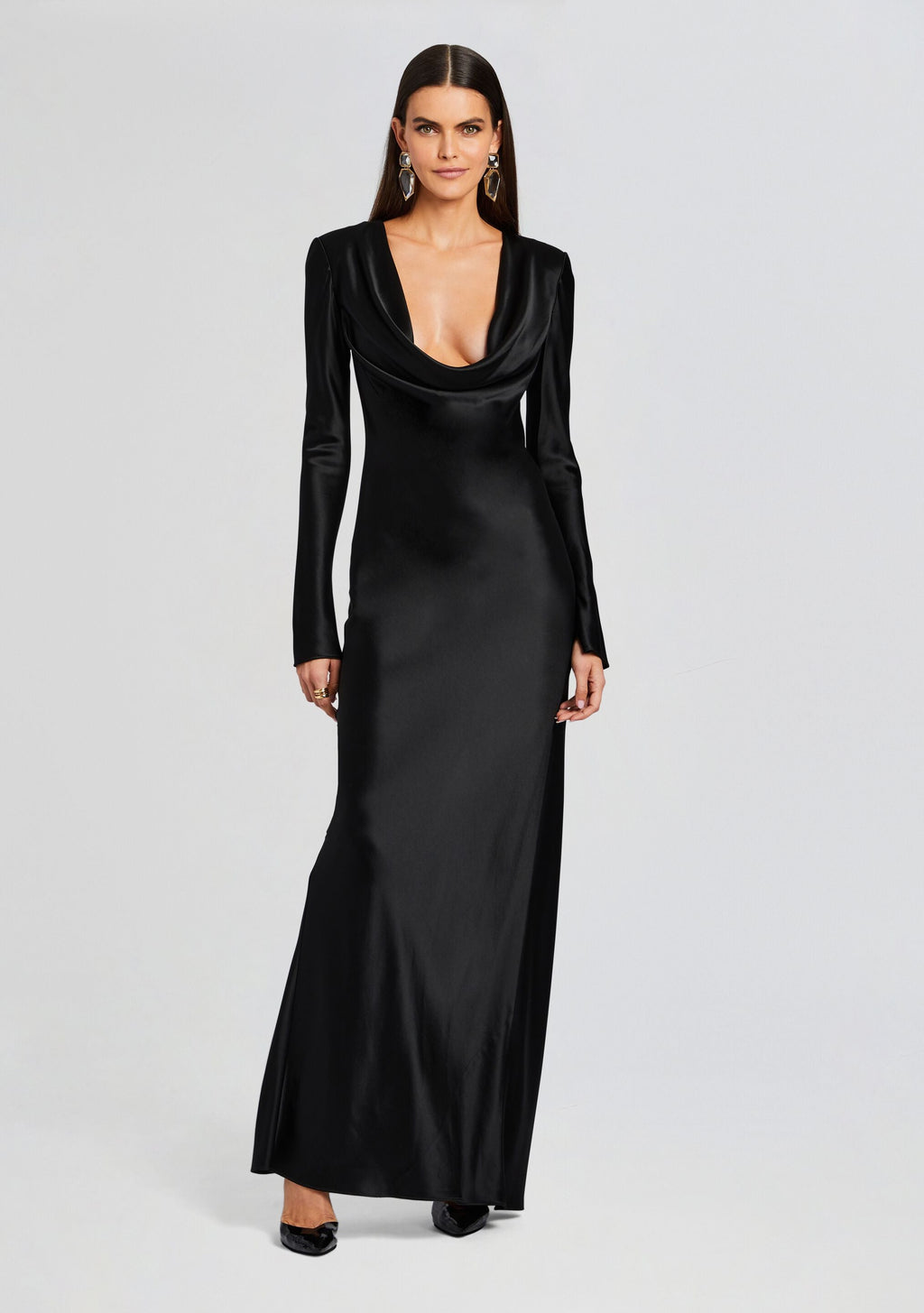 Anna Cowl Evening Dress by Sans Faff in Black, product image 5