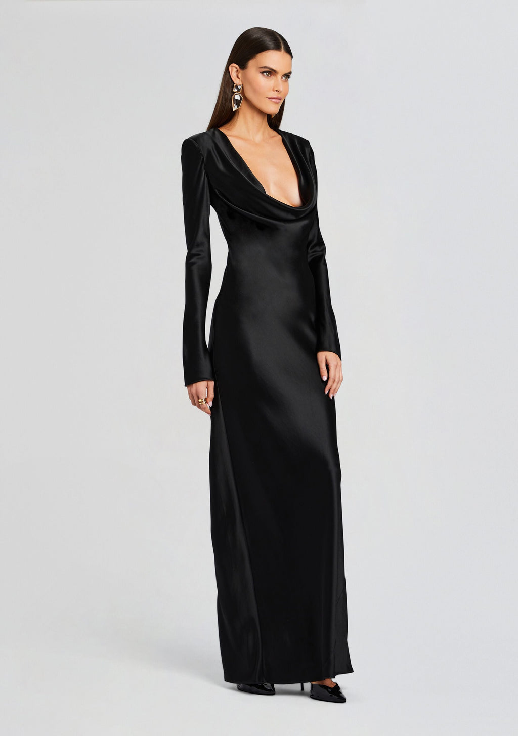 Anna Cowl Evening Dress by Sans Faff in Black, product image 3