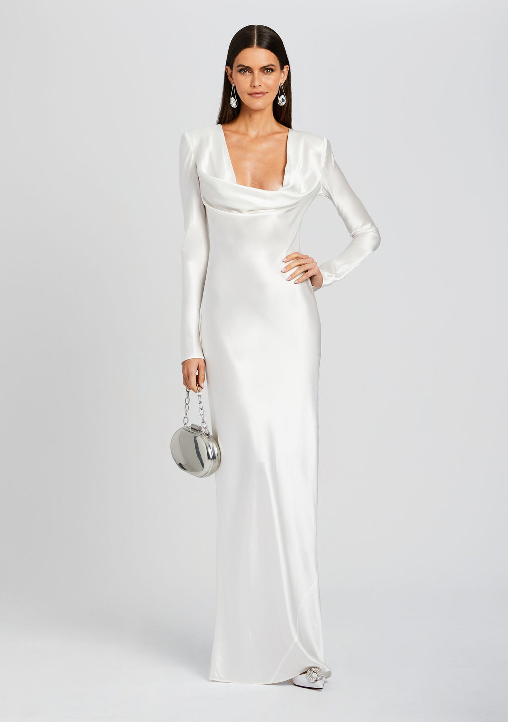 Anna Cowl Evening Dress by Sans Faff in White, product image 5