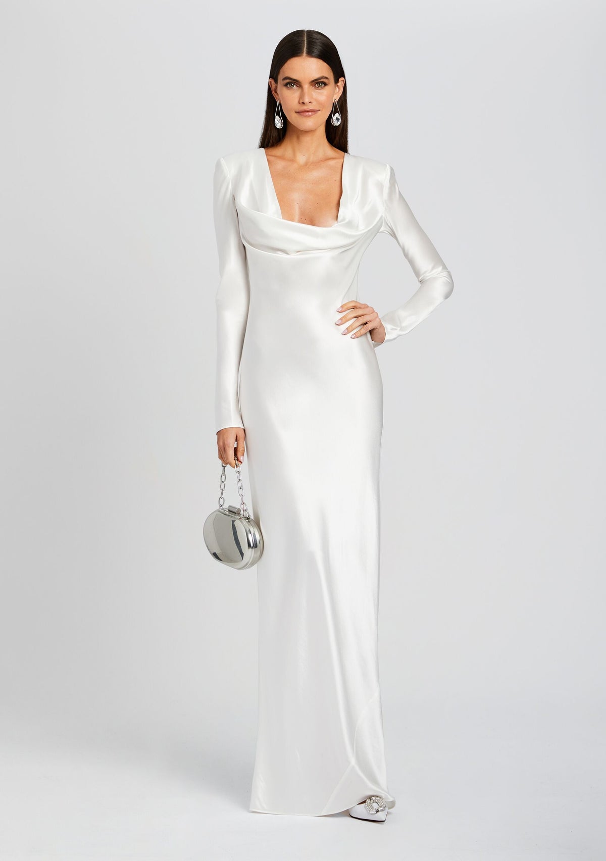 Anna Cowl Evening Dress by Sans Faff in White, product image 5