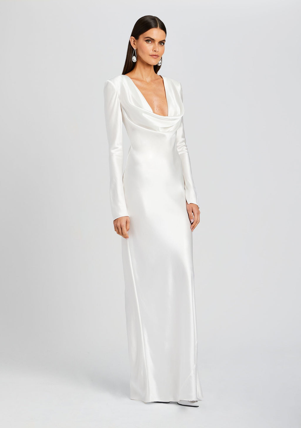 Anna Cowl Evening Dress by Sans Faff in White, product image 3
