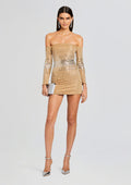 Briella Embellished Dress by retrofête in Silver/Tannin, product image 1