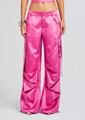 Lai Satin Cargo Pant by SEROYA in Malibu Pink, product image 1