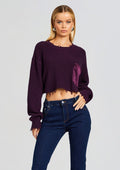 Mid Cropped Devin Sweater by SEROYA in Eggplant, product image 1