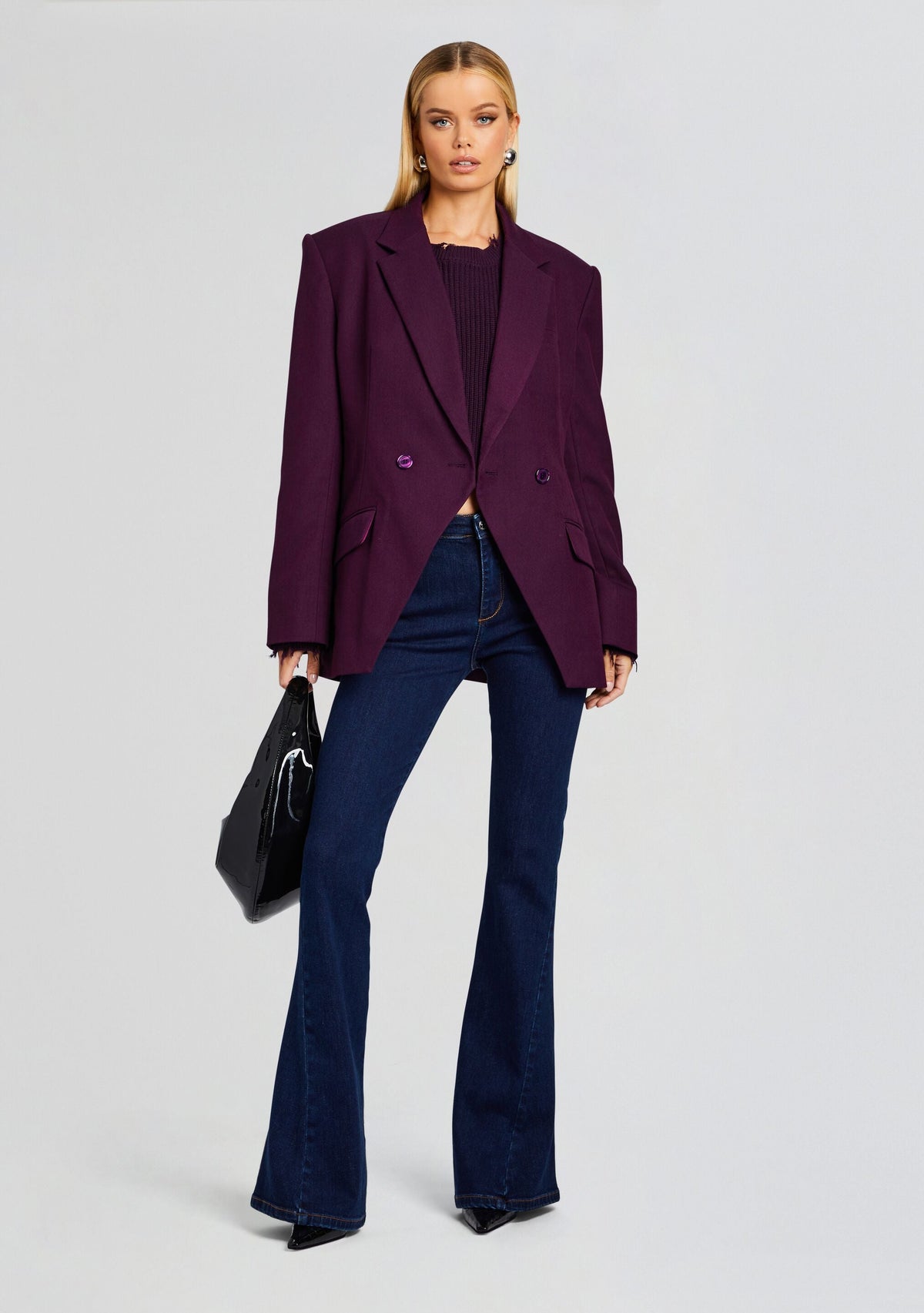 Mid Cropped Devin Sweater by SEROYA in Eggplant, product image 2