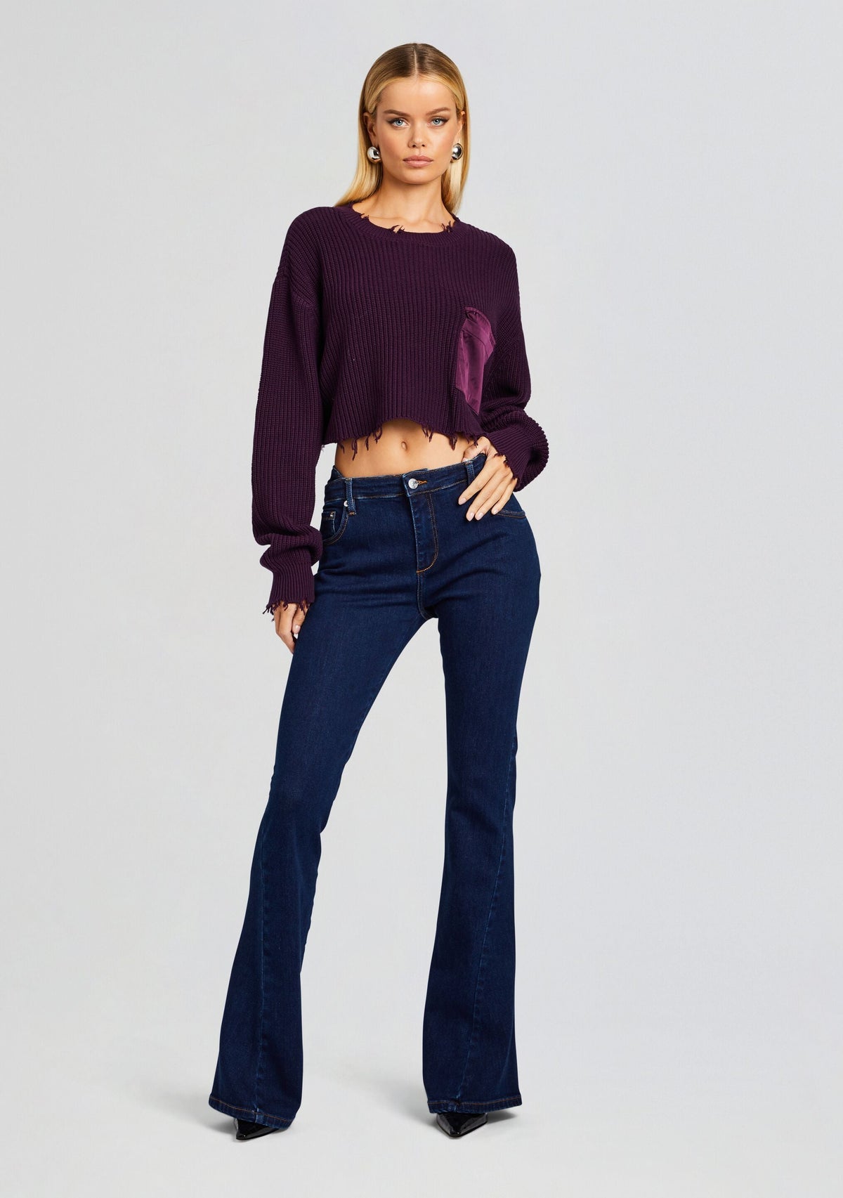 Mid Cropped Devin Sweater by SEROYA in Eggplant, product image 5
