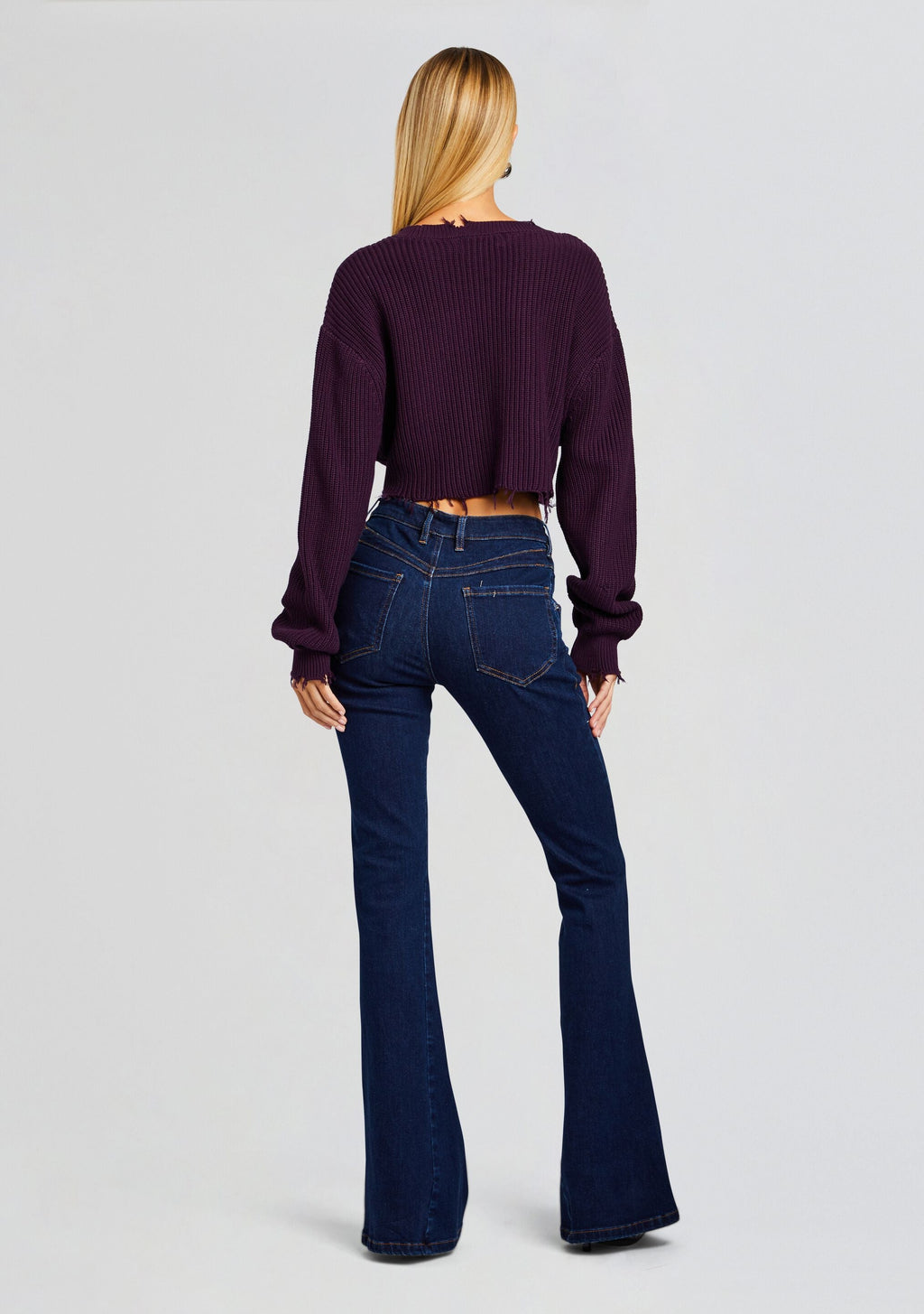 Mid Cropped Devin Sweater by SEROYA in Eggplant, product image 4