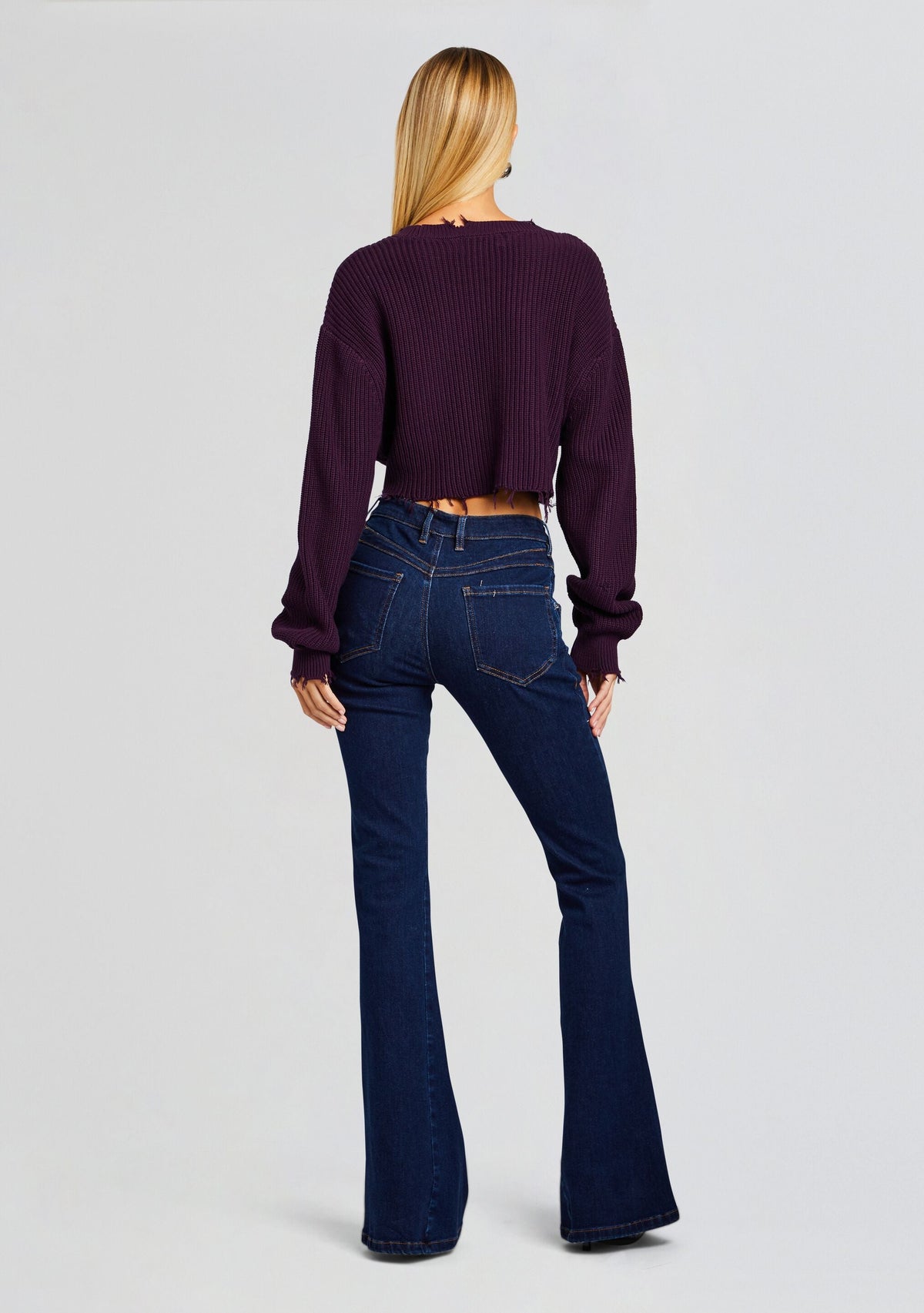 Mid Cropped Devin Sweater by SEROYA in Eggplant, product image 4
