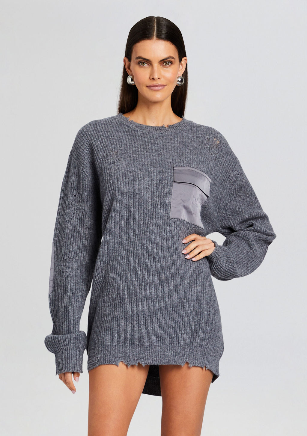 Devin Wool Sweater by SEROYA in Wool Pewter, product image 2